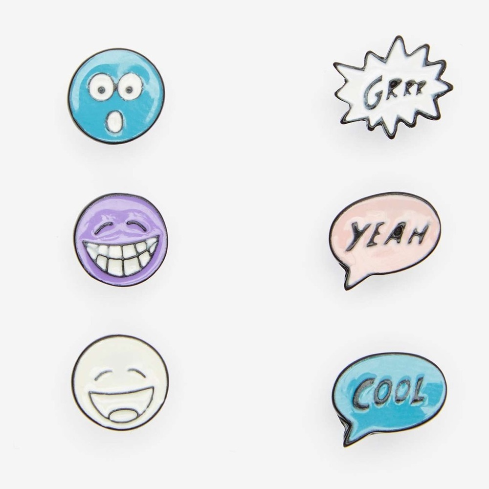 😀 Nasty Gal Quirky Emoji Emoticon Smiley Stud Earrings Set